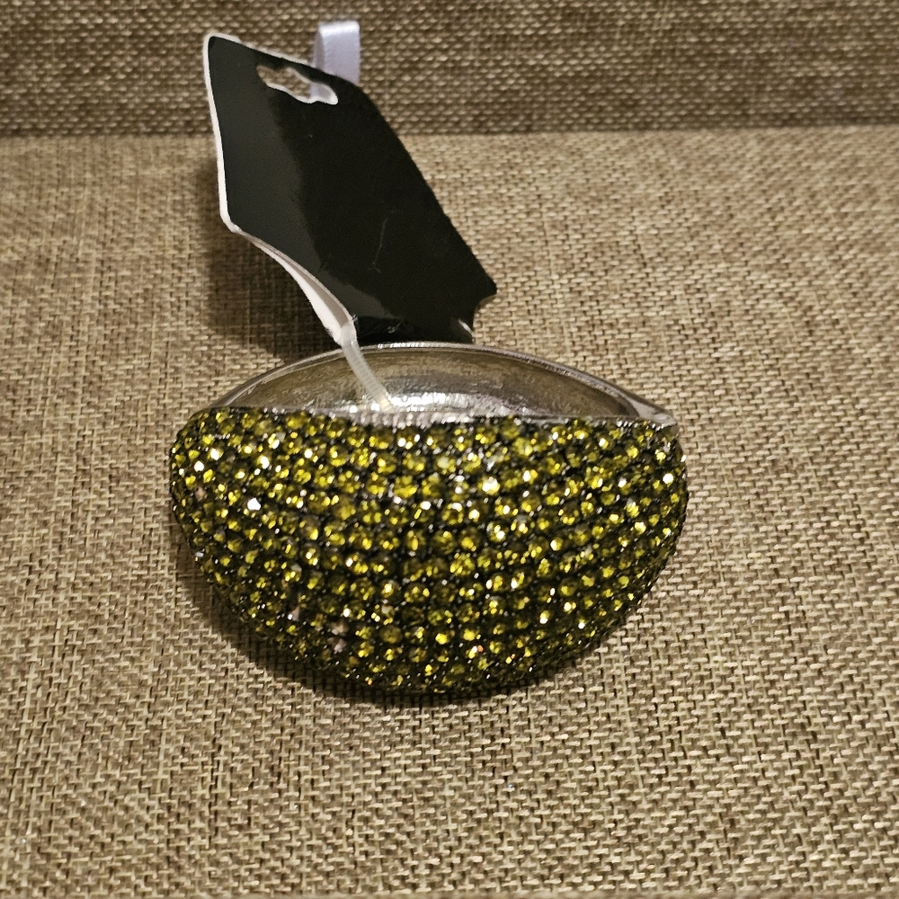 Green rhinestone bangle cuff bracelet